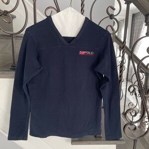 Polo Jeans Co. Ralph Lauren Women’s Navy Long Sleeve V-neck Casual Top Size M